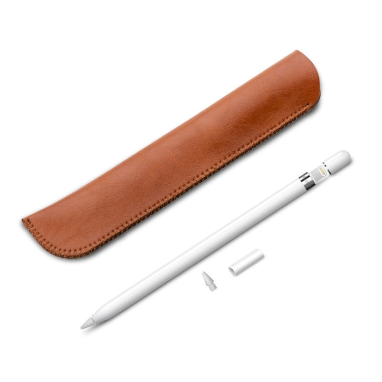 HQ57 Genuine Leather Texture Apple Pencil Plug-in Capacitive Pen Protective Case for iPad Pro