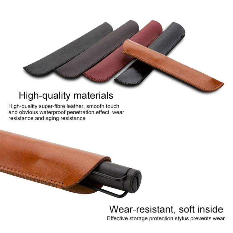 HQ57 Genuine Leather Texture Apple Pencil Plug-in Capacitive Pen Protective Case for iPad Pro