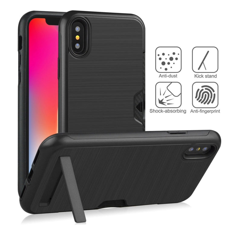 For iPhone X / XS Ultrathin TPU + PC Protective Case with Card Slot & Holder