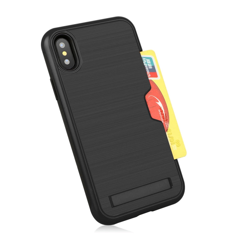 For iPhone X / XS Ultrathin TPU + PC Protective Case with Card Slot & Holder