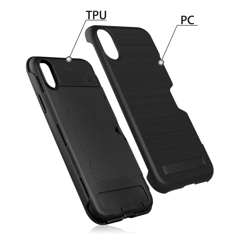 For iPhone X / XS Ultrathin TPU + PC Protective Case with Card Slot & Holder