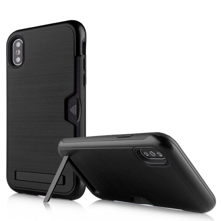 For iPhone X / XS Ultrathin TPU + PC Protective Case with Card Slot & Holder
