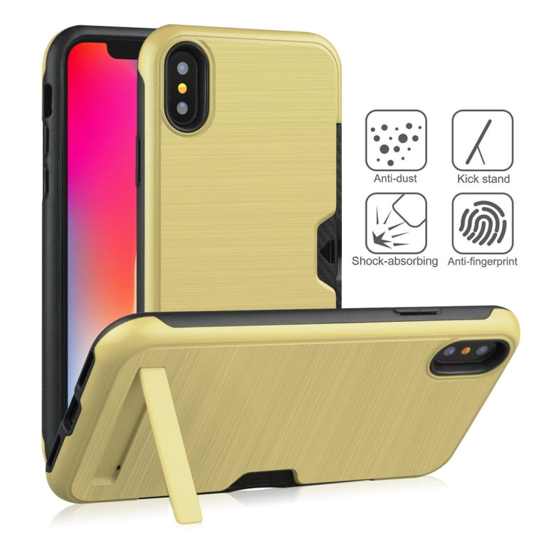 For iPhone X / XS Ultrathin TPU + PC Protective Case with Card Slot & Holder