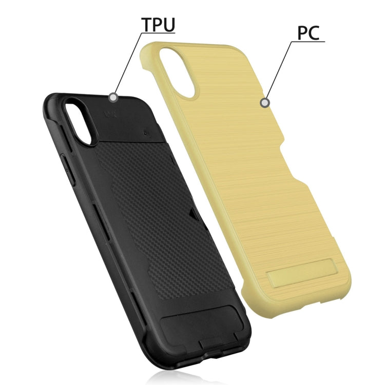 For iPhone X / XS Ultrathin TPU + PC Protective Case with Card Slot & Holder