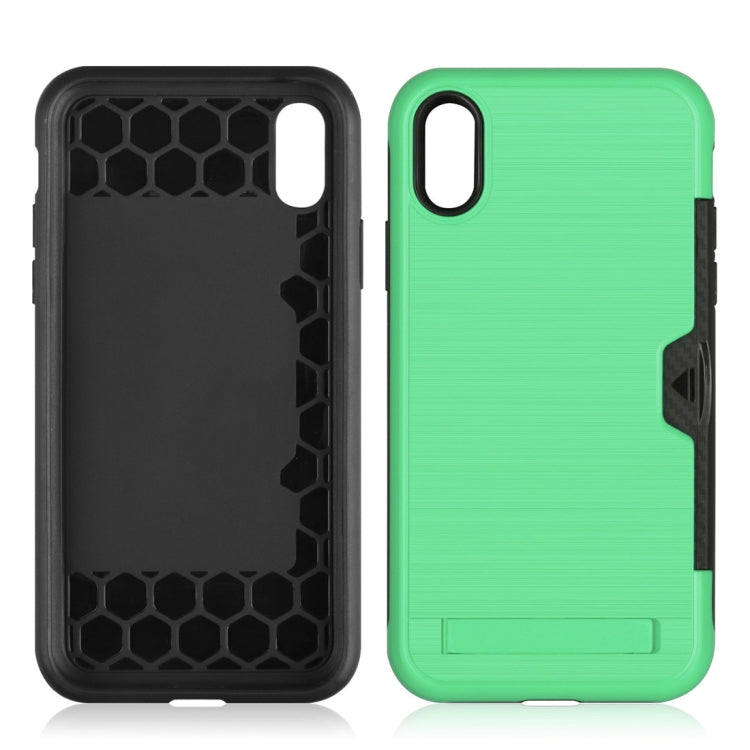 For iPhone X / XS Ultrathin TPU + PC Protective Case with Card Slot & Holder