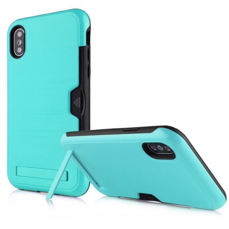 For iPhone X / XS Ultrathin TPU + PC Protective Case with Card Slot & Holder