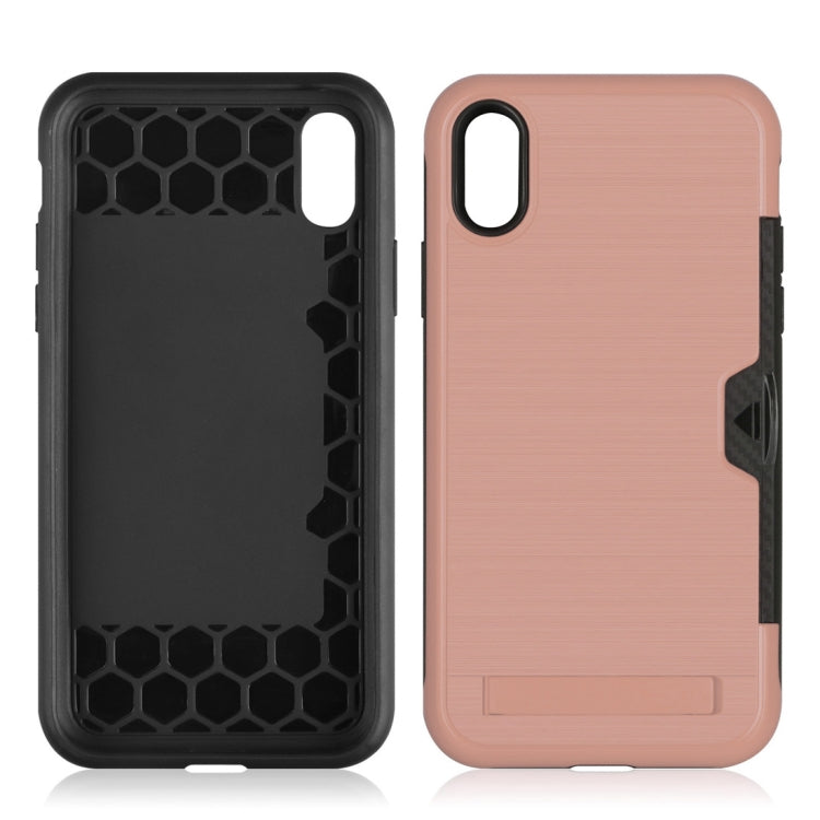 For iPhone X / XS Ultrathin TPU + PC Protective Case with Card Slot & Holder