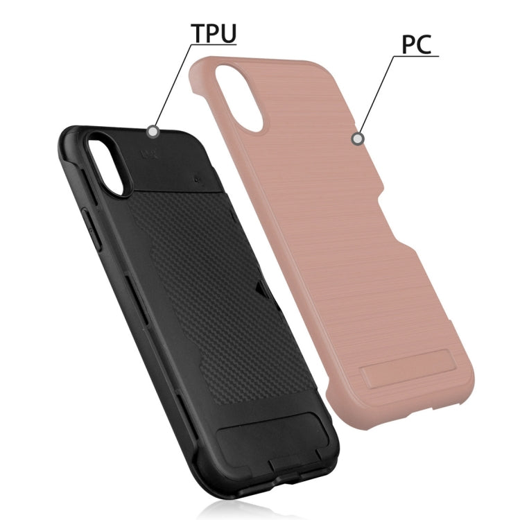 For iPhone X / XS Ultrathin TPU + PC Protective Case with Card Slot & Holder