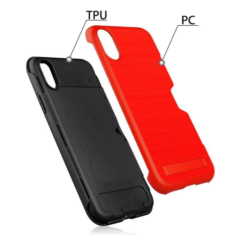For iPhone X / XS Ultrathin TPU + PC Protective Case with Card Slot & Holder