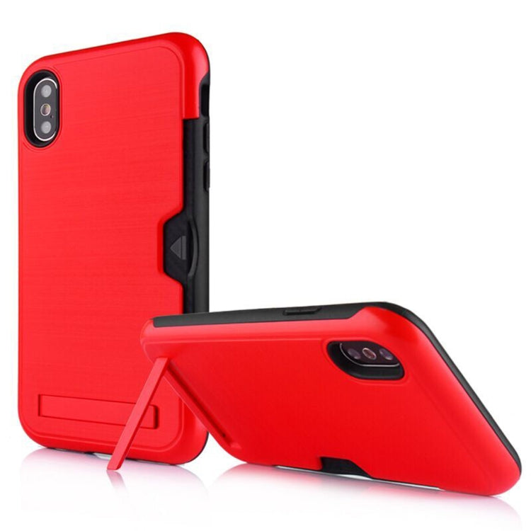 For iPhone X / XS Ultrathin TPU + PC Protective Case with Card Slot & Holder