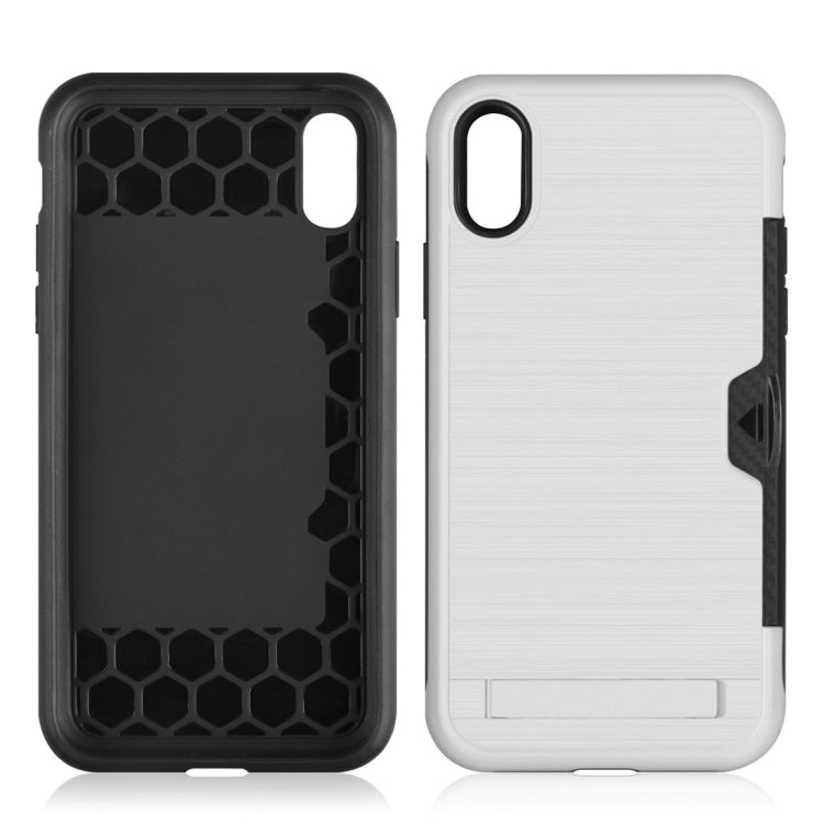 For iPhone X / XS Ultrathin TPU + PC Protective Case with Card Slot & Holder
