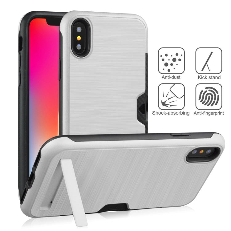 For iPhone X / XS Ultrathin TPU + PC Protective Case with Card Slot & Holder