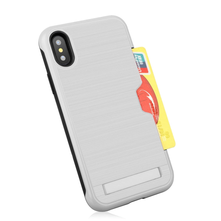 For iPhone X / XS Ultrathin TPU + PC Protective Case with Card Slot & Holder