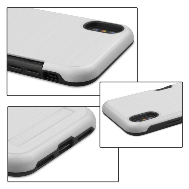 For iPhone X / XS Ultrathin TPU + PC Protective Case with Card Slot & Holder