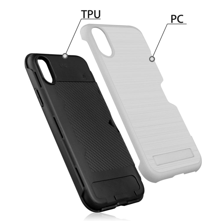 For iPhone X / XS Ultrathin TPU + PC Protective Case with Card Slot & Holder