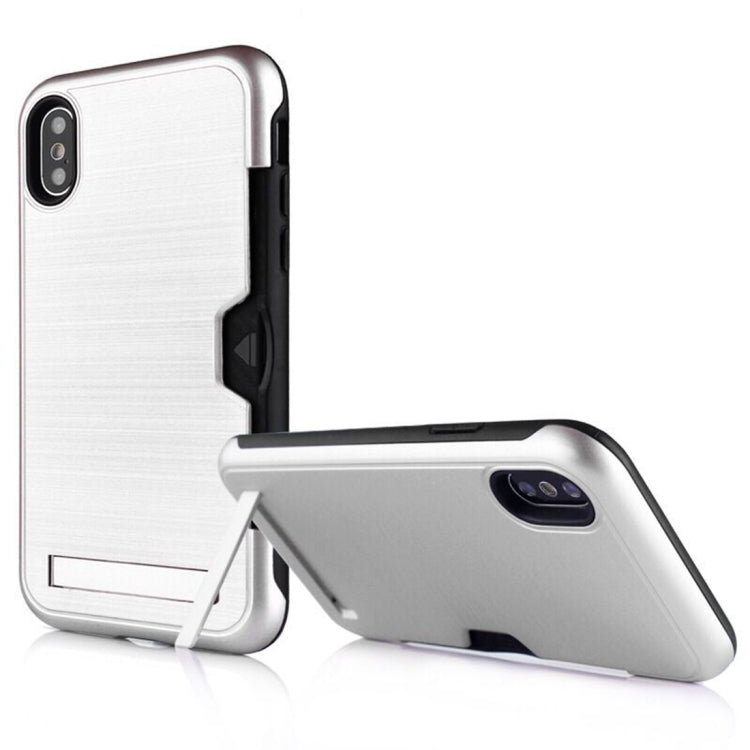 For iPhone X / XS Ultrathin TPU + PC Protective Case with Card Slot & Holder