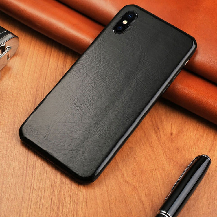 For iPhone X / XS 360 Degree Full Coverage Pasted Top-grain Leather Case
