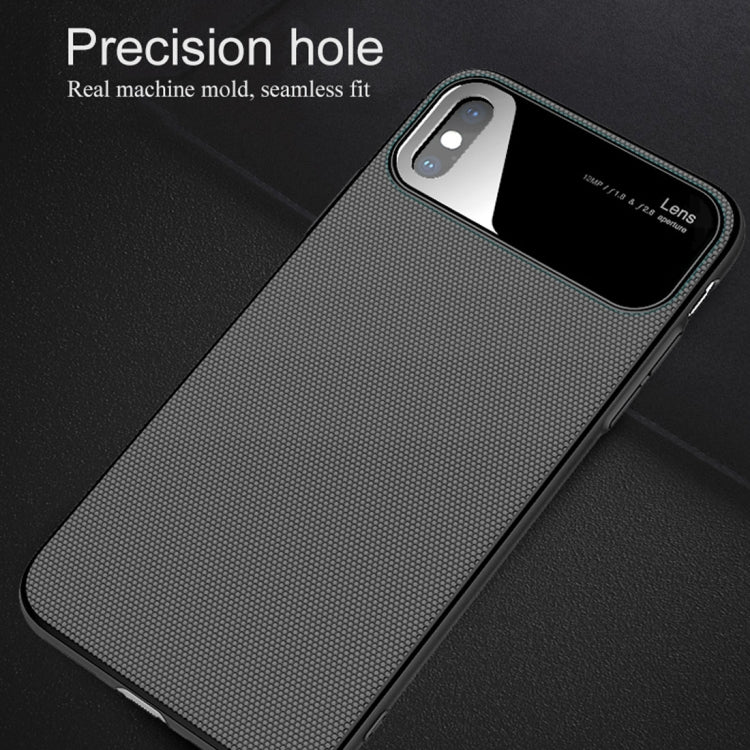 For iPhone X / XS Lenuo LeJazz Series Shockproof TPU + Glass Protective Case (Blue)