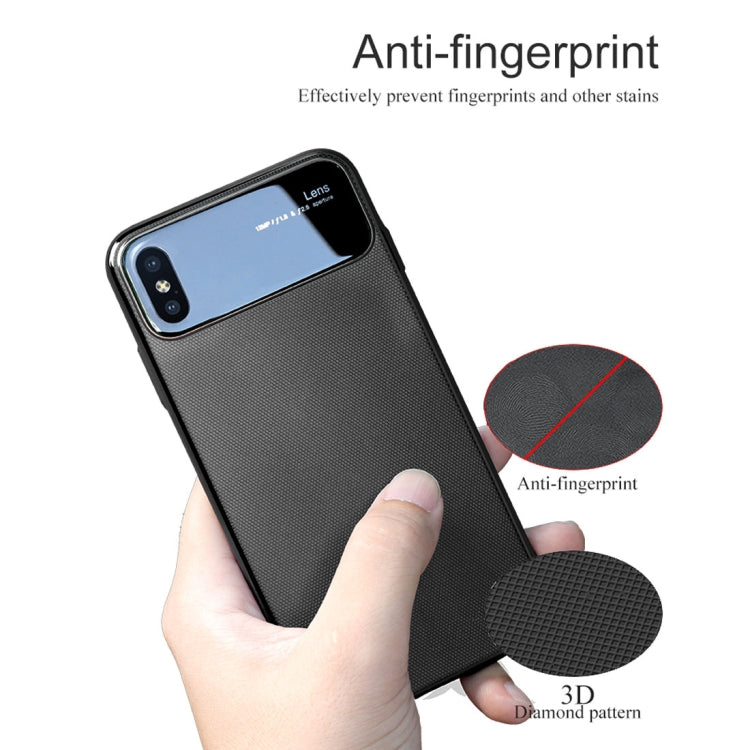 For iPhone X / XS Lenuo LeJazz Series Shockproof TPU + Glass Protective Case (Blue)