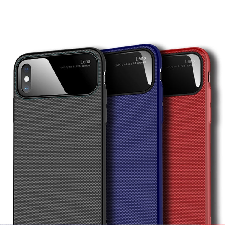 For iPhone X / XS Lenuo LeJazz Series Shockproof TPU + Glass Protective Case (Blue)