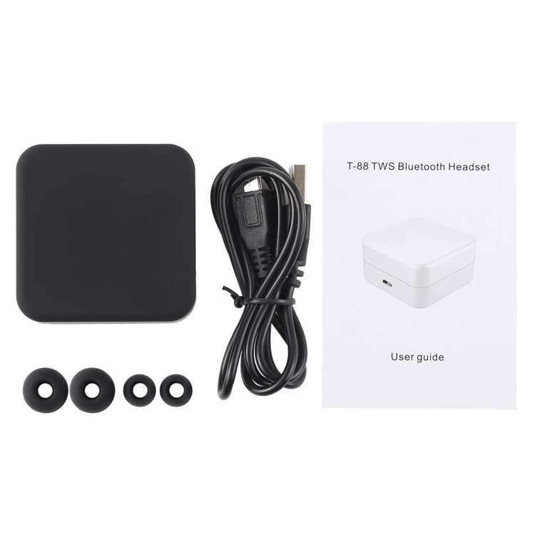 T-88 TWS Bluetooth V5.0 Wireless Stereo Earphones with Magnetic Charging Box
