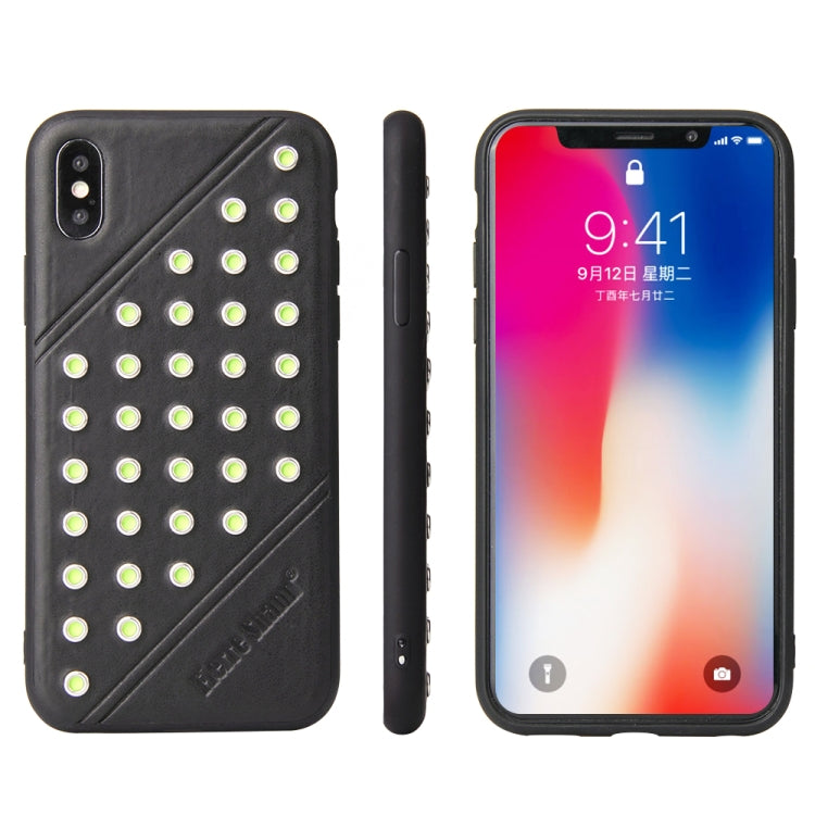 For iPhone X / XS Star Series Retro Crazy Horse Texture PU Leather Case