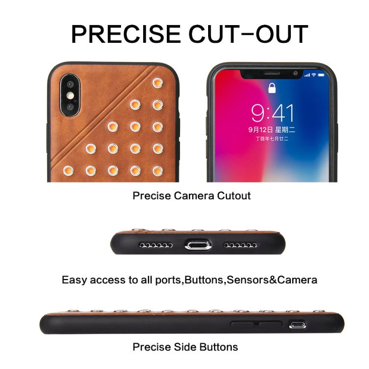 For iPhone X / XS Star Series Retro Crazy Horse Texture PU Leather Case