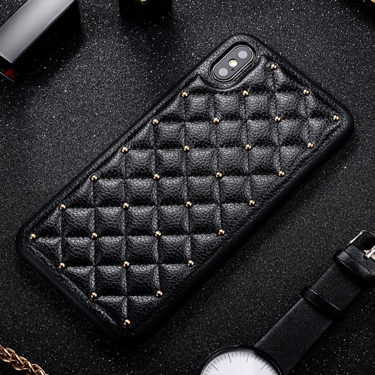 For iPhone X / XS SULADA Anti-slip TPU + Pasted Leather + Embedded Metal Rivets Case