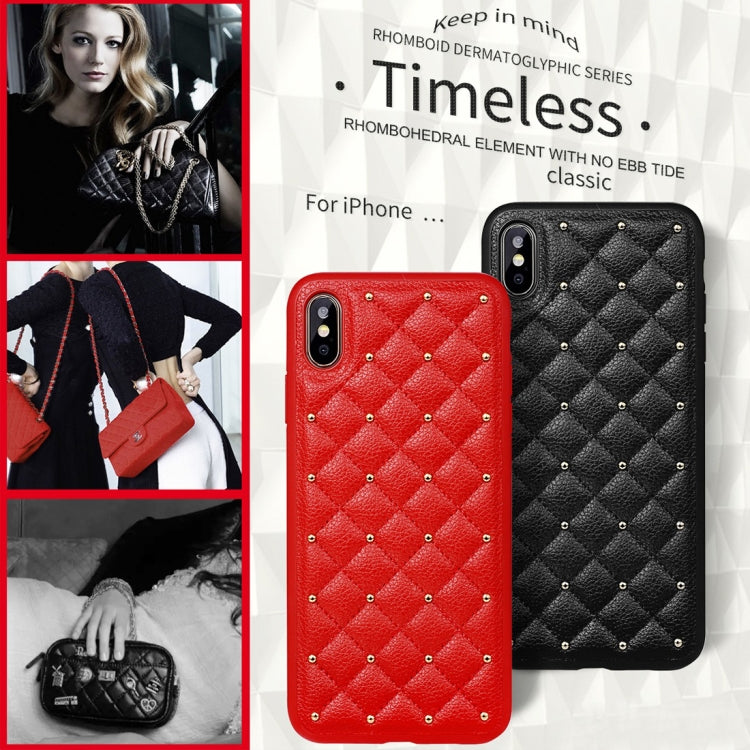 For iPhone X / XS SULADA Anti-slip TPU + Pasted Leather + Embedded Metal Rivets Case