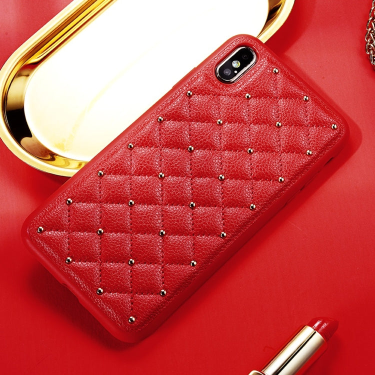 For iPhone X / XS SULADA Anti-slip TPU + Pasted Leather + Embedded Metal Rivets Case