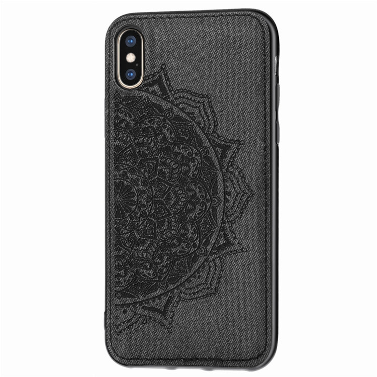 For iPhone X / XS Pressed Printing Mandragora Pattern Fabric Texture TPU + PC Shockproof Case