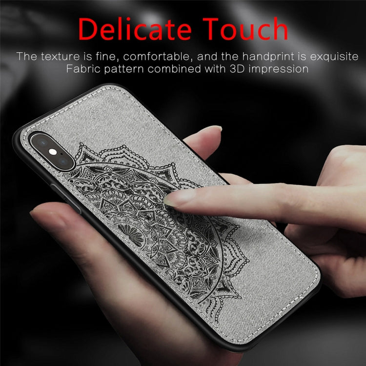 For iPhone X / XS Pressed Printing Mandragora Pattern Fabric Texture TPU + PC Shockproof Case
