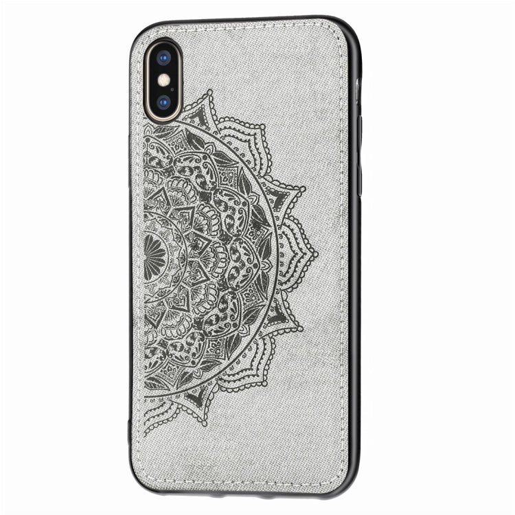 For iPhone X / XS Pressed Printing Mandragora Pattern Fabric Texture TPU + PC Shockproof Case