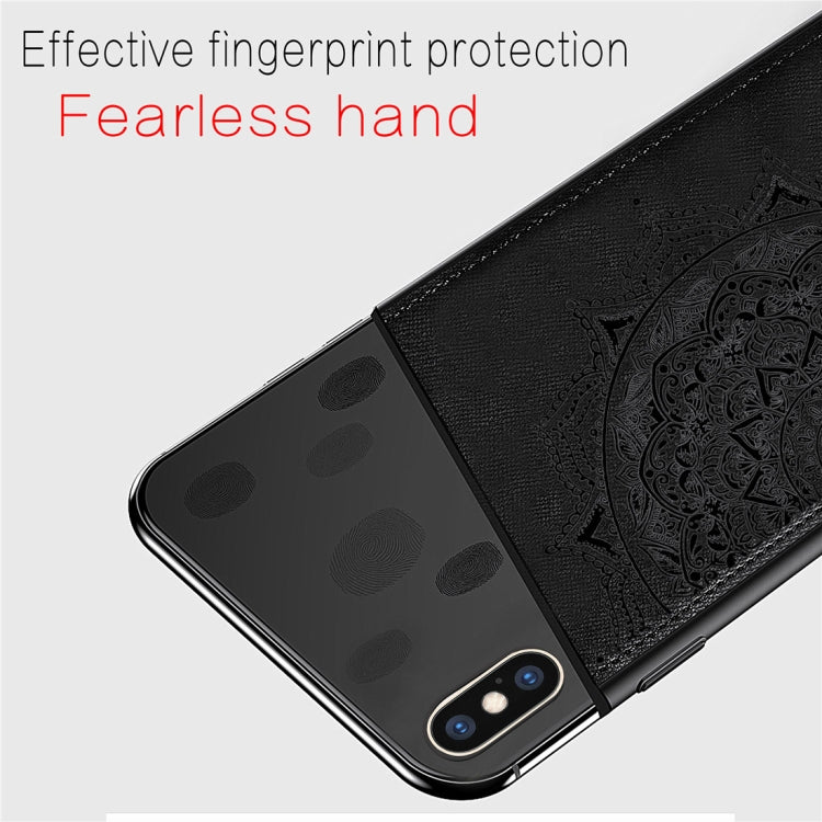 For iPhone X / XS Pressed Printing Mandragora Pattern Fabric Texture TPU + PC Shockproof Case