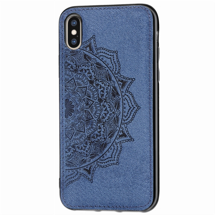 For iPhone X / XS Pressed Printing Mandragora Pattern Fabric Texture TPU + PC Shockproof Case