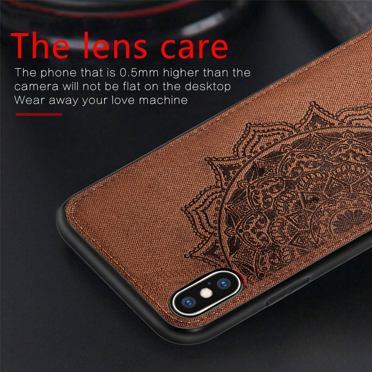 For iPhone X / XS Pressed Printing Mandragora Pattern Fabric Texture TPU + PC Shockproof Case