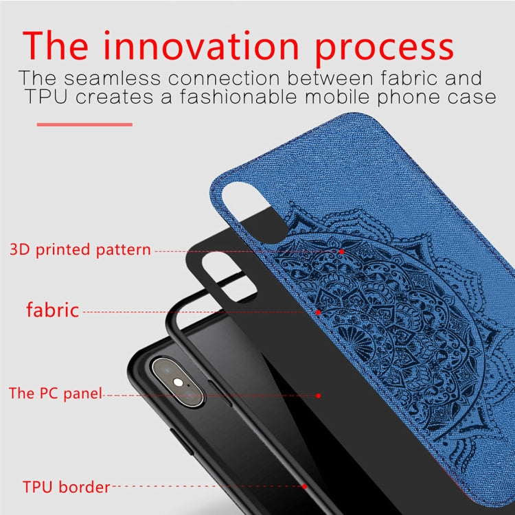 For iPhone X / XS Pressed Printing Mandragora Pattern Fabric Texture TPU + PC Shockproof Case
