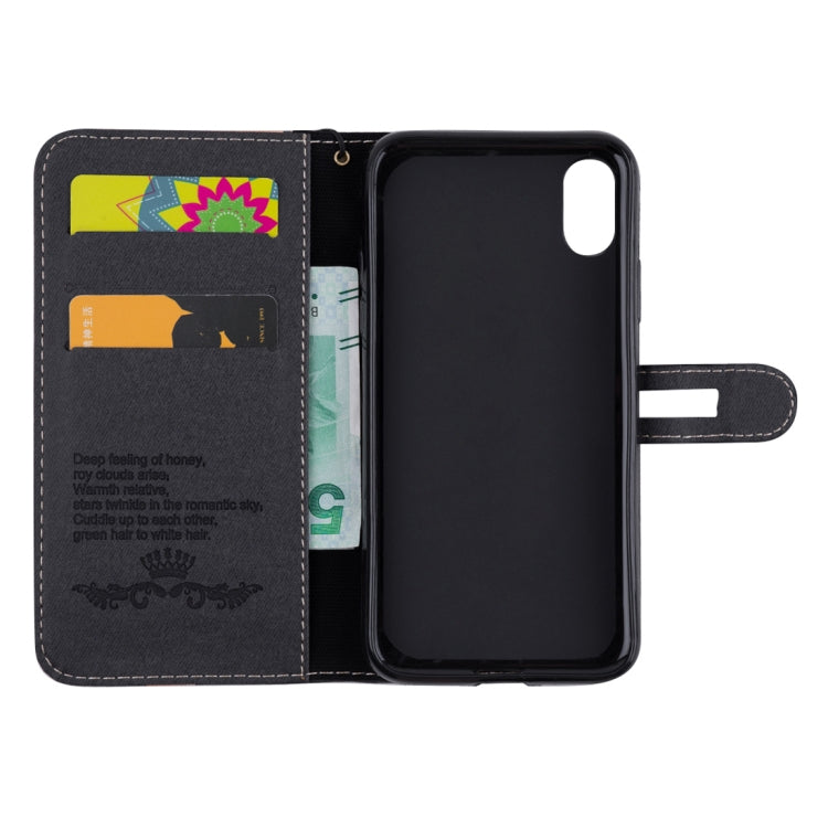 For iPhone XS Splicing Embossed Male Style Horizontal Flip Leather Case with Holder & Card Slots & Wallet & Lanyard