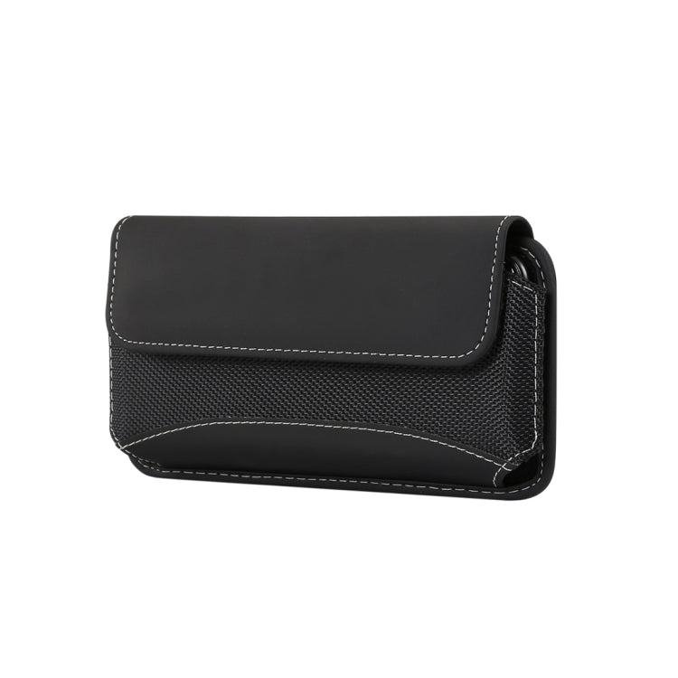 Men Universal Oxford Cloth Portable Mobile Phone Waist Pack Leather Case For 5.2 Inch or Below Smartphones(Black)