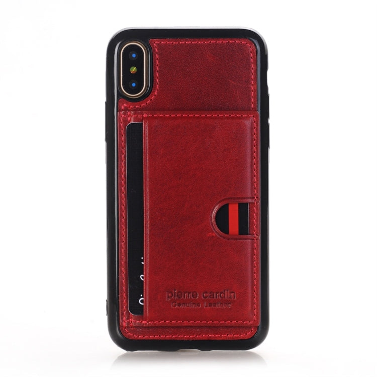 For iPhone X / XS Pierre Cardin PCL-P11 Shockproof TPU + Leather Protective Case with Holder & Card Slot
