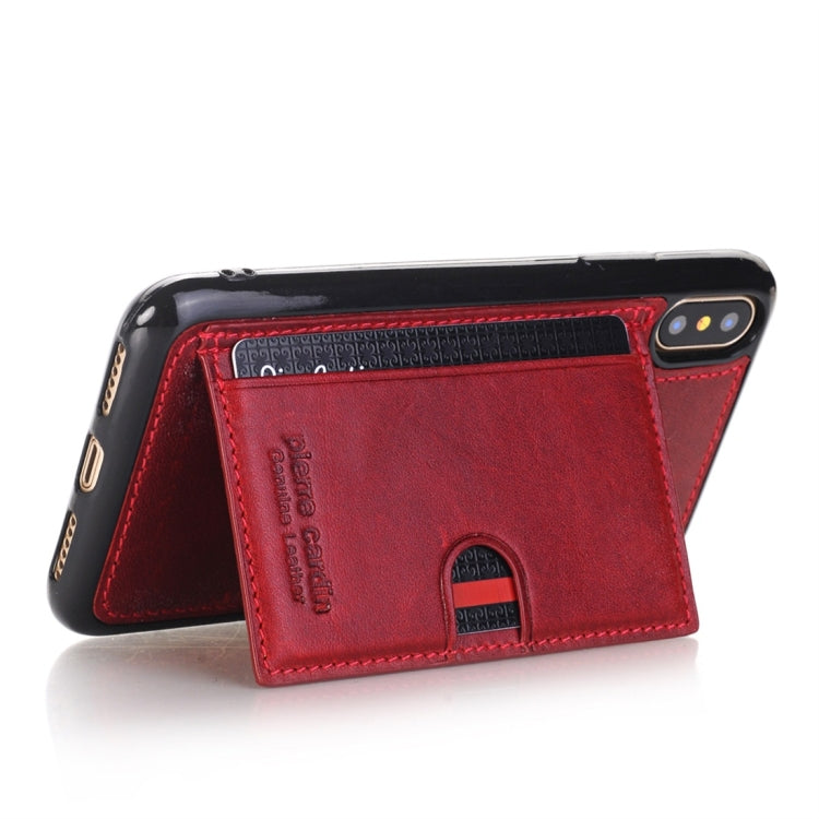 For iPhone X / XS Pierre Cardin PCL-P11 Shockproof TPU + Leather Protective Case with Holder & Card Slot
