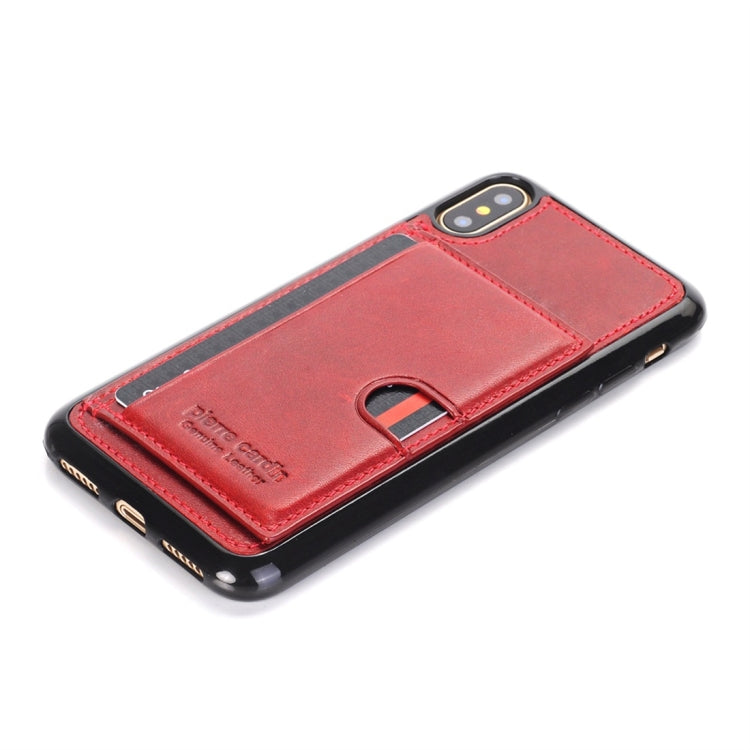 For iPhone X / XS Pierre Cardin PCL-P11 Shockproof TPU + Leather Protective Case with Holder & Card Slot