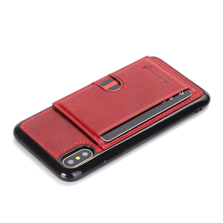 For iPhone X / XS Pierre Cardin PCL-P11 Shockproof TPU + Leather Protective Case with Holder & Card Slot