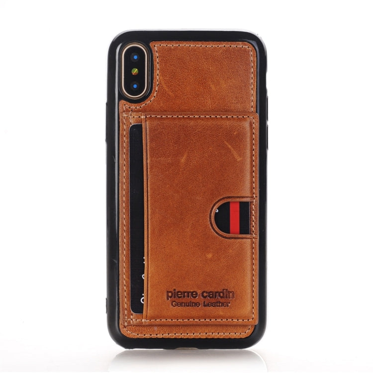 For iPhone X / XS Pierre Cardin PCL-P11 Shockproof TPU + Leather Protective Case with Holder & Card Slot