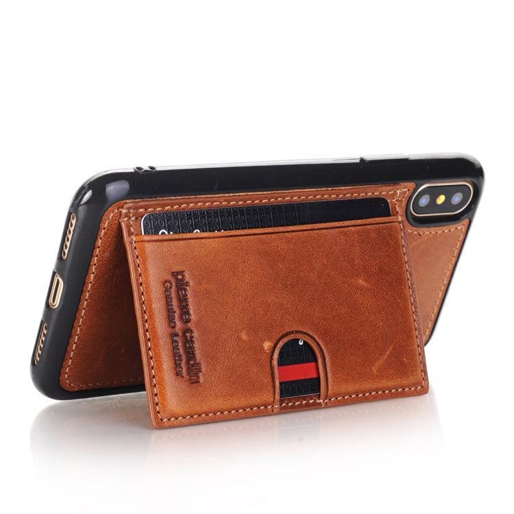 For iPhone X / XS Pierre Cardin PCL-P11 Shockproof TPU + Leather Protective Case with Holder & Card Slot