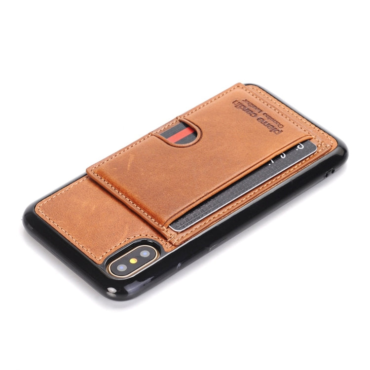 For iPhone X / XS Pierre Cardin PCL-P11 Shockproof TPU + Leather Protective Case with Holder & Card Slot