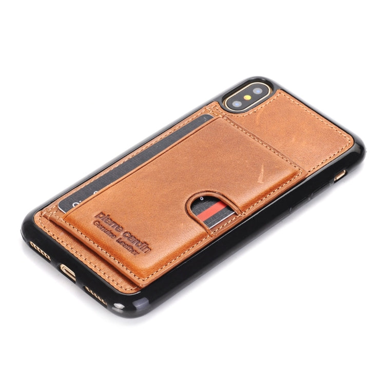 For iPhone X / XS Pierre Cardin PCL-P11 Shockproof TPU + Leather Protective Case with Holder & Card Slot