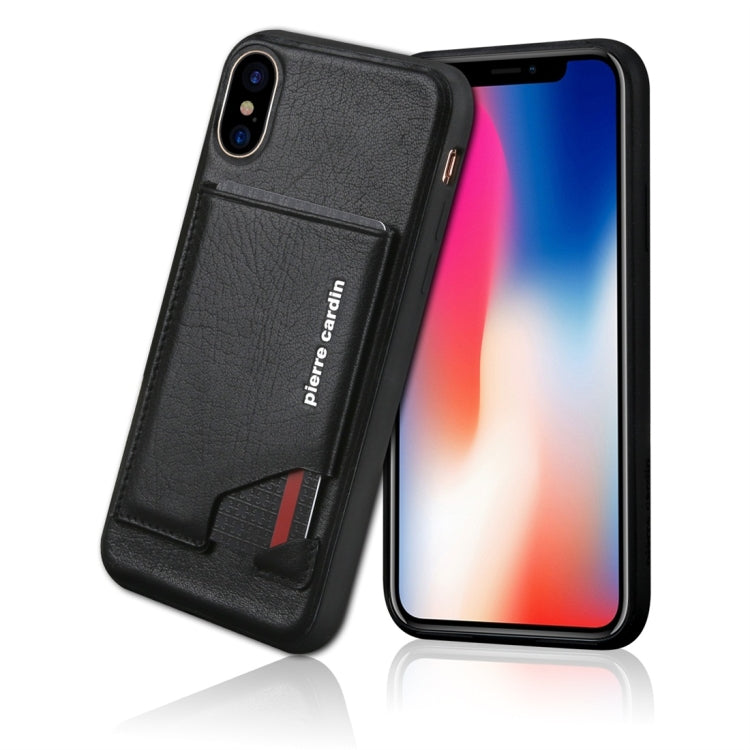 For iPhone X / XS Pierre Cardin PCS-S03 Shockproof TPU + Leather Protective Case with Holder & Card Slot