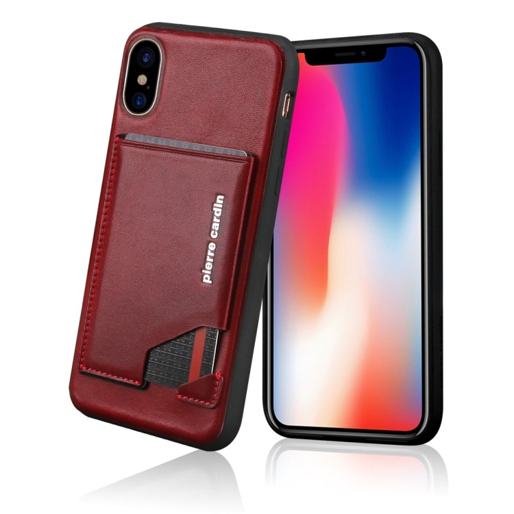 For iPhone X / XS Pierre Cardin PCS-S03 Shockproof TPU + Leather Protective Case with Holder & Card Slot