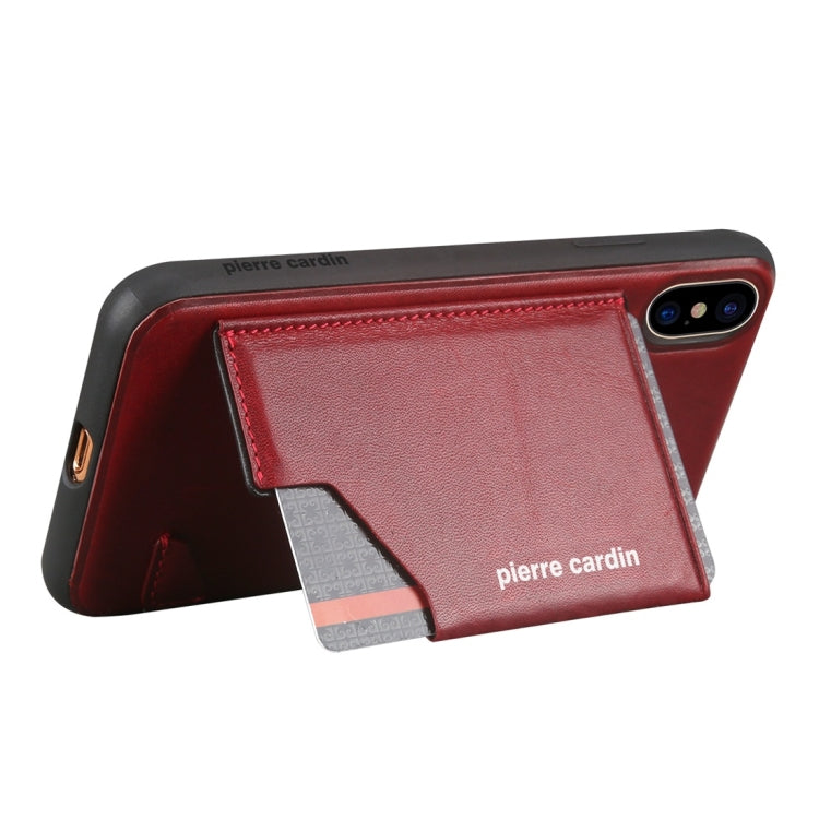 For iPhone X / XS Pierre Cardin PCS-S03 Shockproof TPU + Leather Protective Case with Holder & Card Slot